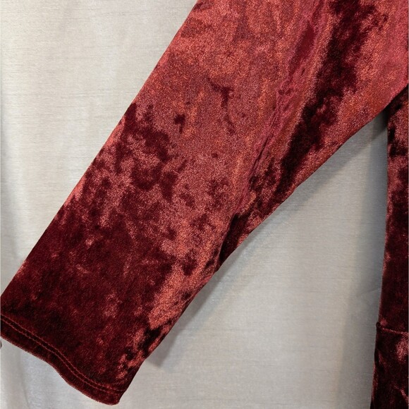 Honeyme Women's SM Velvet Velour Peplum Tunic Rusty Red Whimsygoth Bohemian Boho - Picture 14 of 16